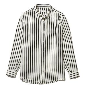 KULE PONZA 100% SILK SHIRT Black and White STRIPE Womens Size XSmall